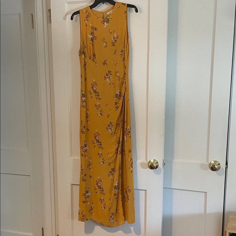 Reformation Floral Mustard Maxi Dress